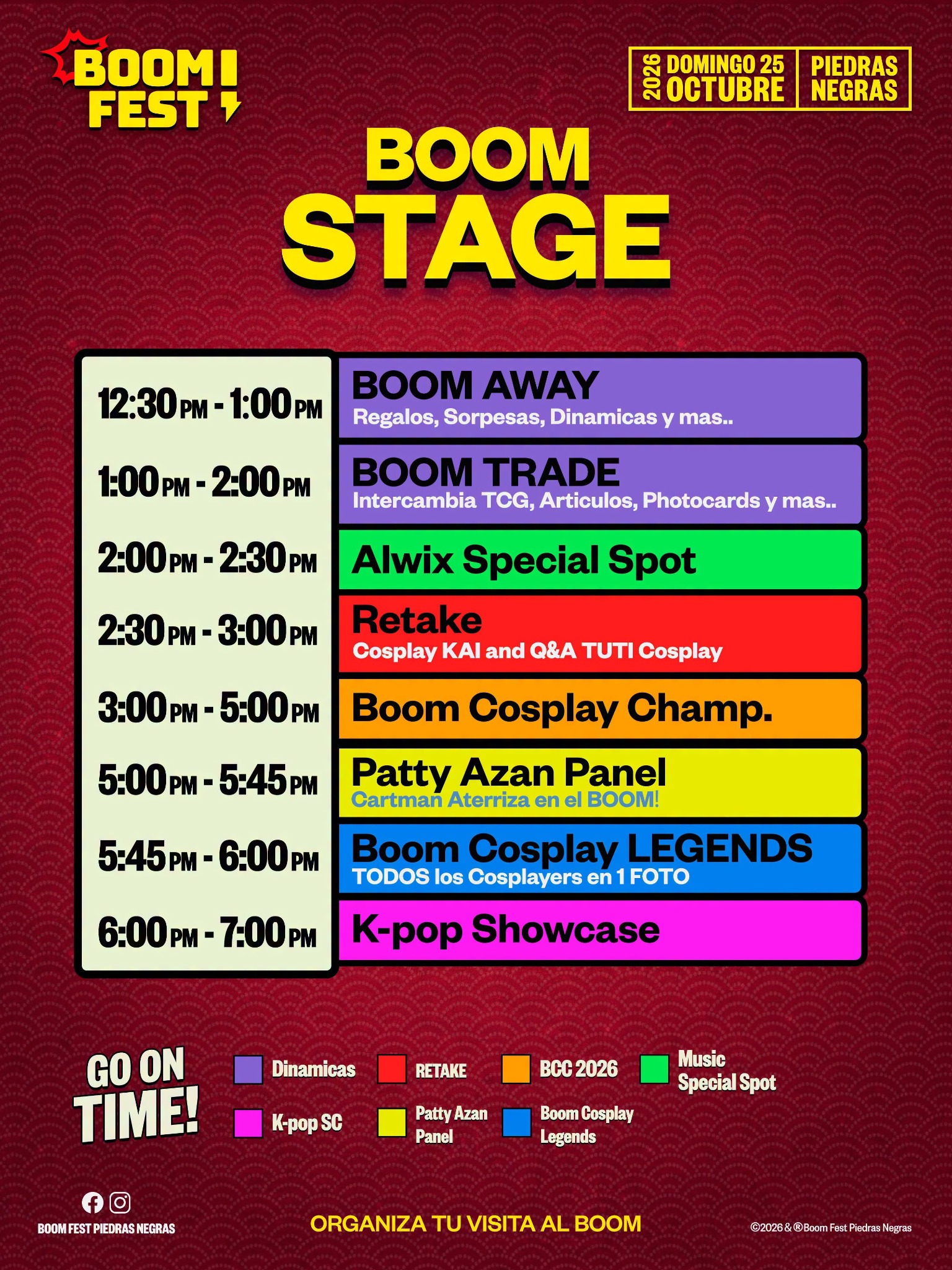Cronograma oficial Boom Stage